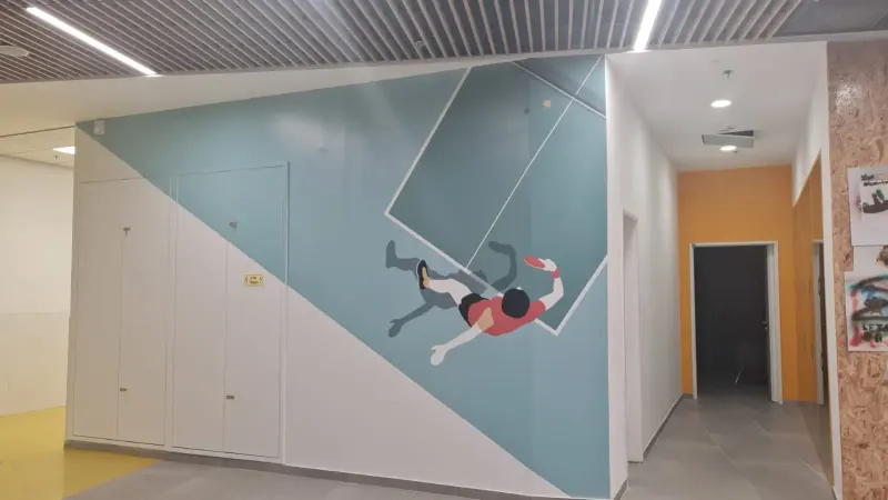 Vinilo adhesivo de pared de jugador de ping pong en acción — SignWorks